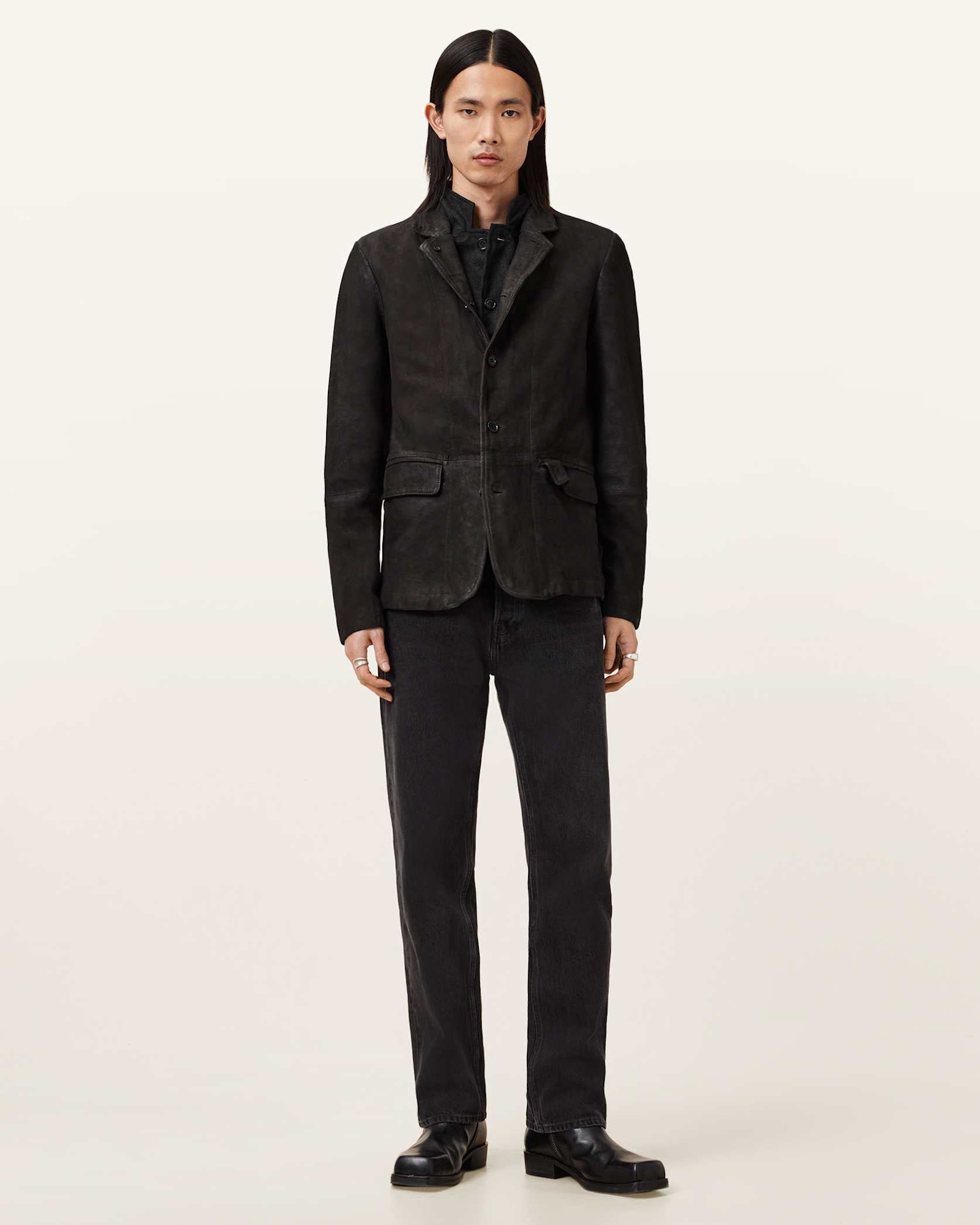 Survey Double Layered Waxed Suede Blazer - Image 2