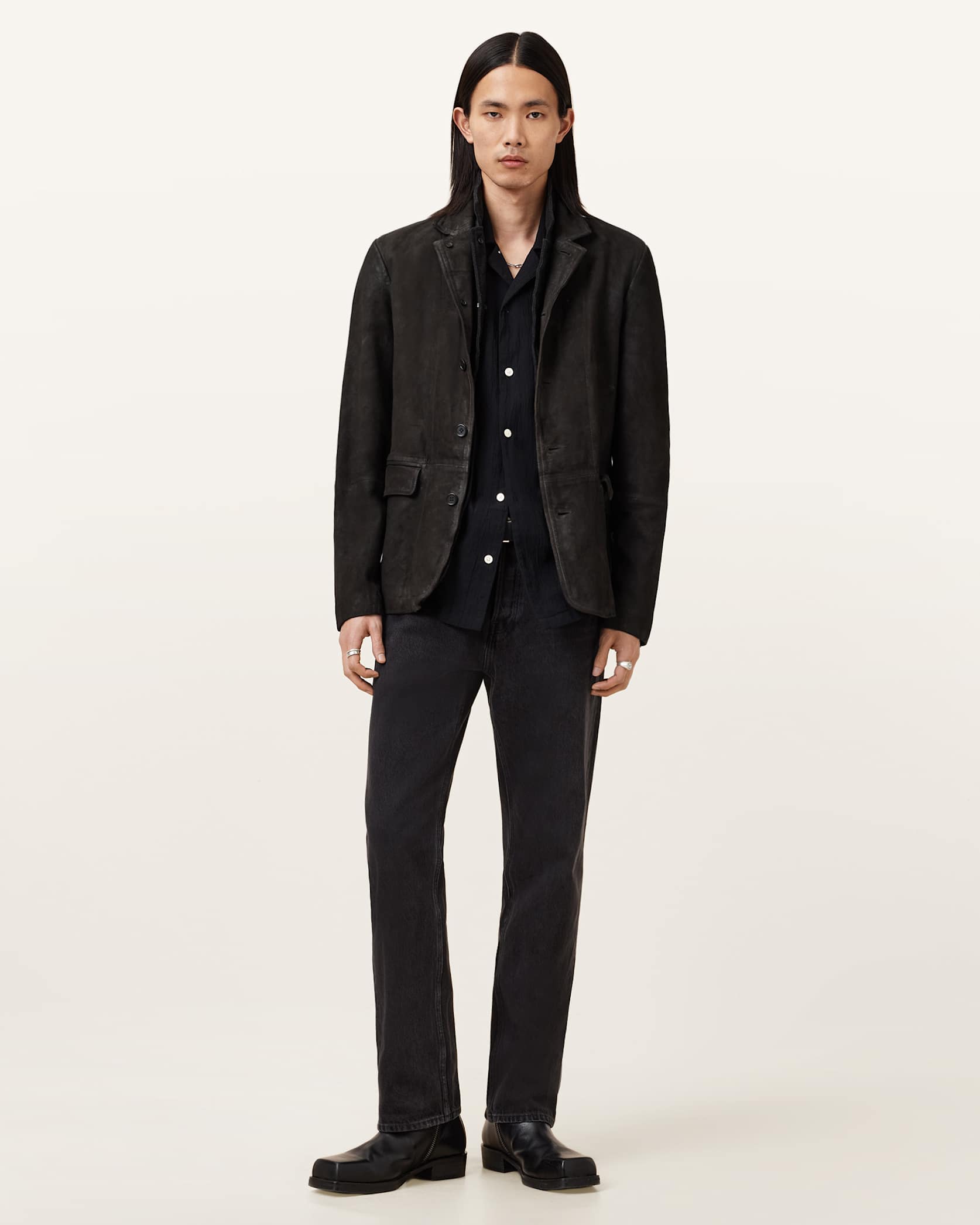 Survey Double Layered Waxed Suede Blazer - Image 6