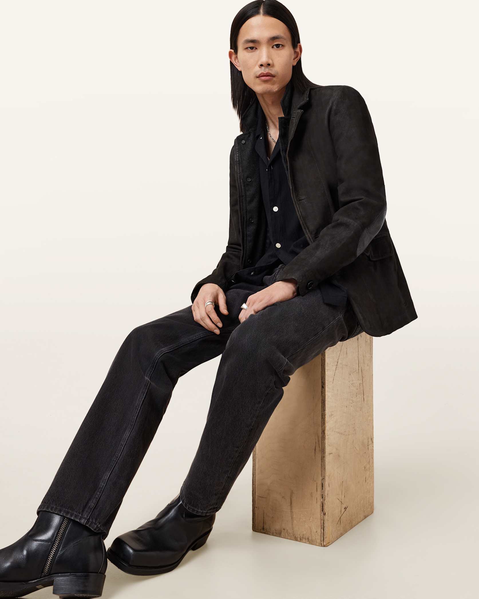 Survey Double Layered Waxed Suede Blazer - Image 4