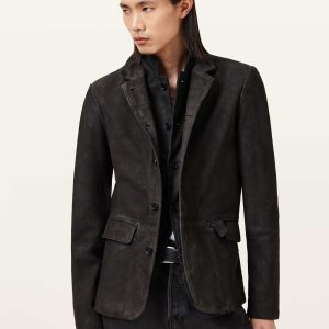 Survey Double Layered Waxed Suede Blazer