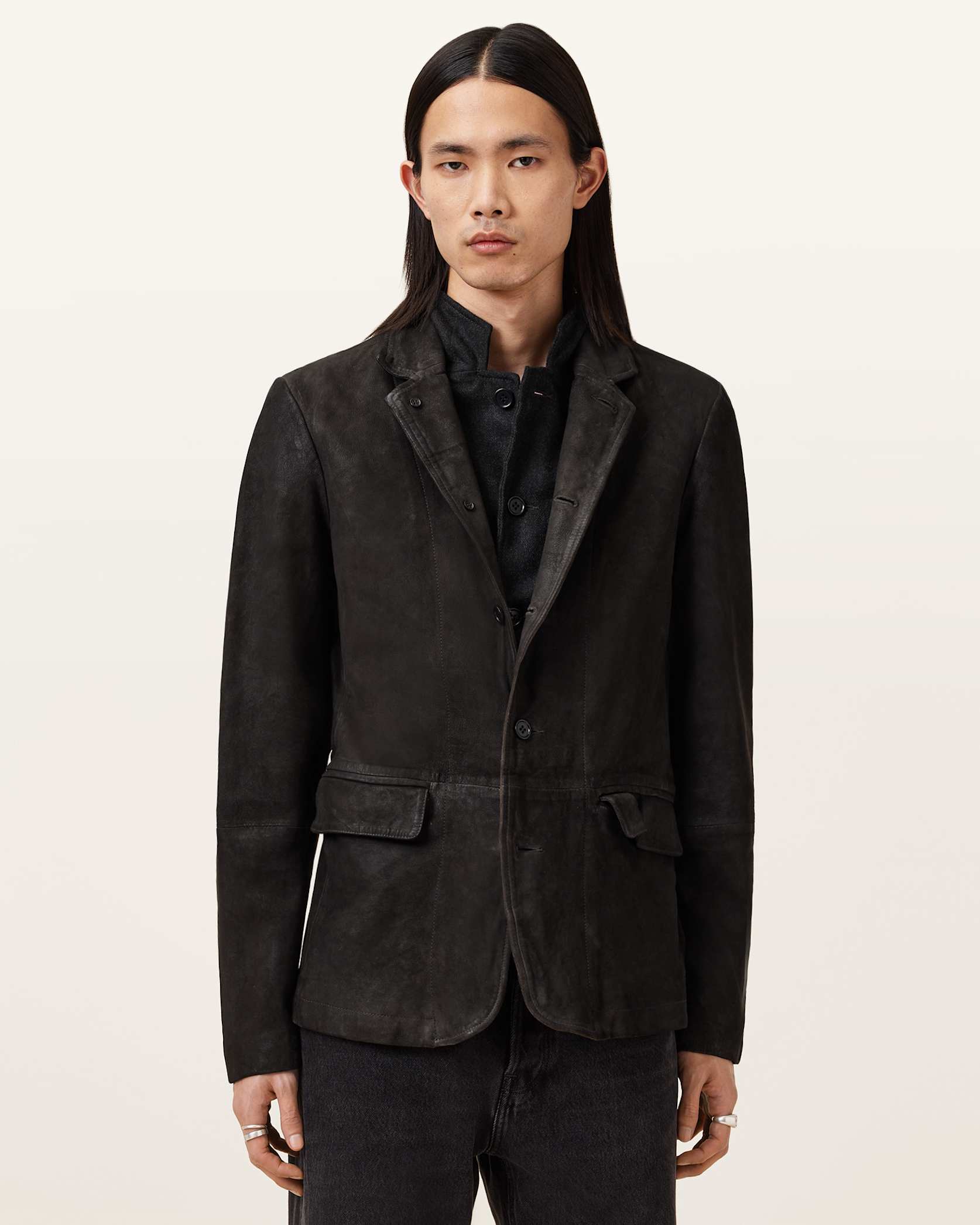 Survey Double Layered Waxed Suede Blazer - Image 3