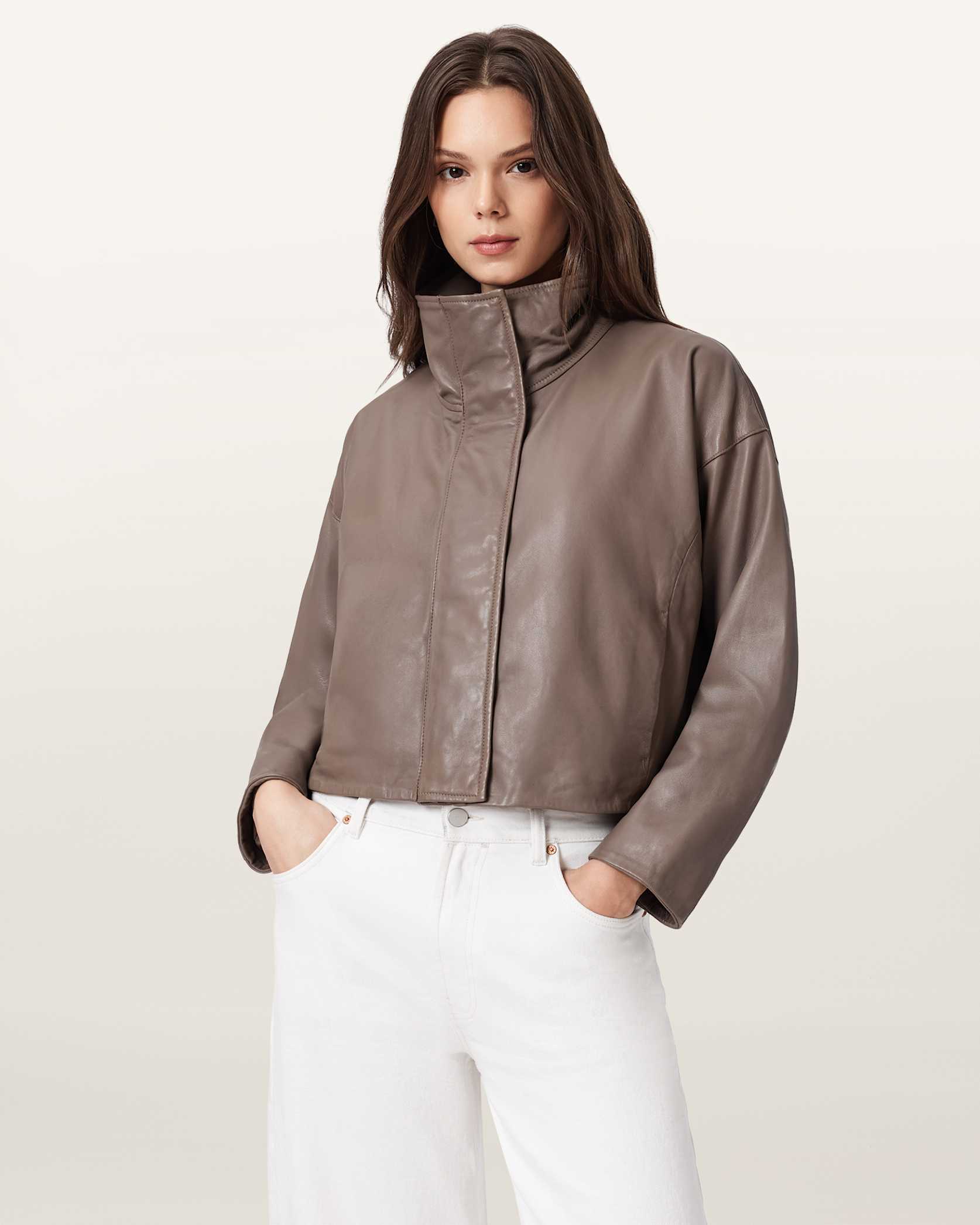 Ryder Funnel Neck Leather Jacket - Image 4