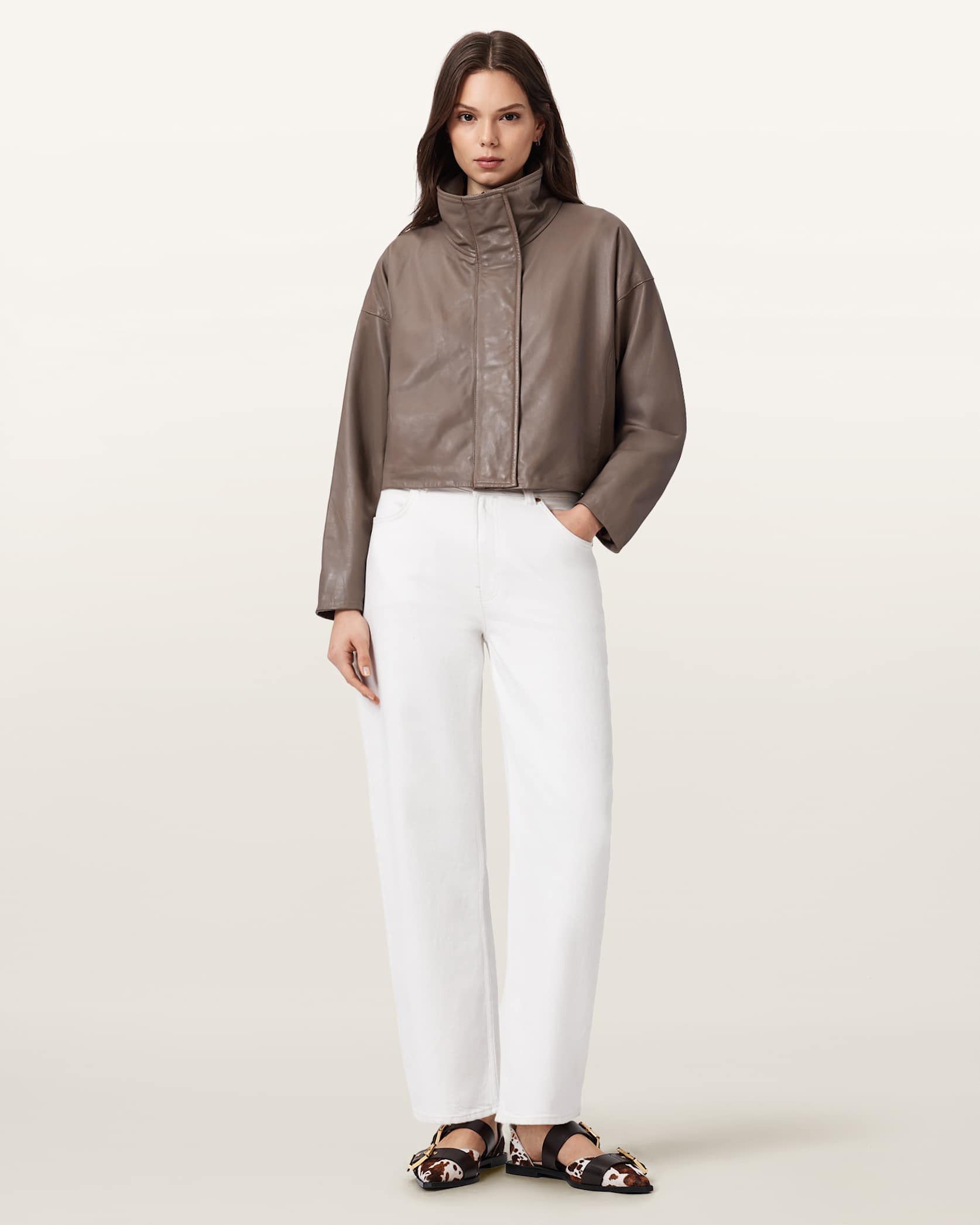 Ryder Funnel Neck Leather Jacket - Image 3