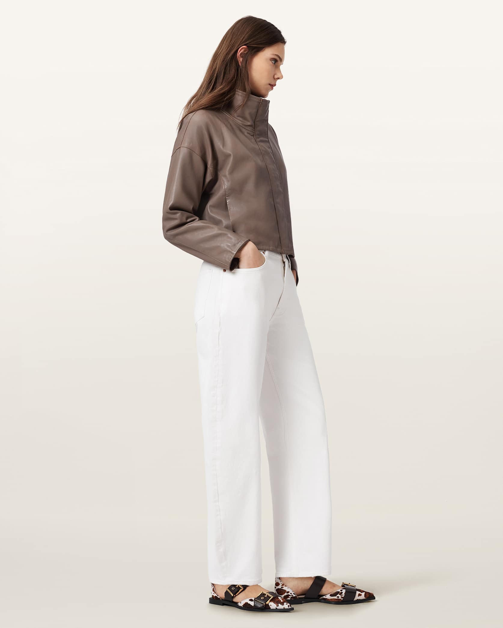 Ryder Funnel Neck Leather Jacket - Image 6