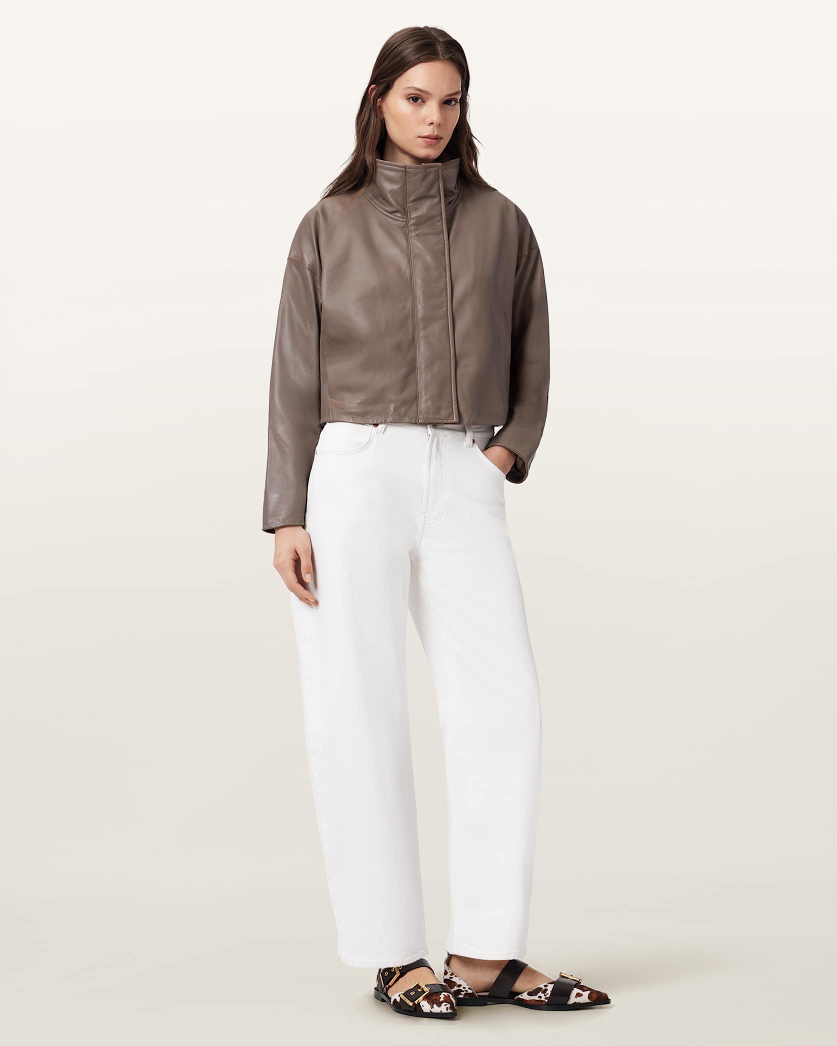 Ryder Funnel Neck Leather Jacket - Image 5