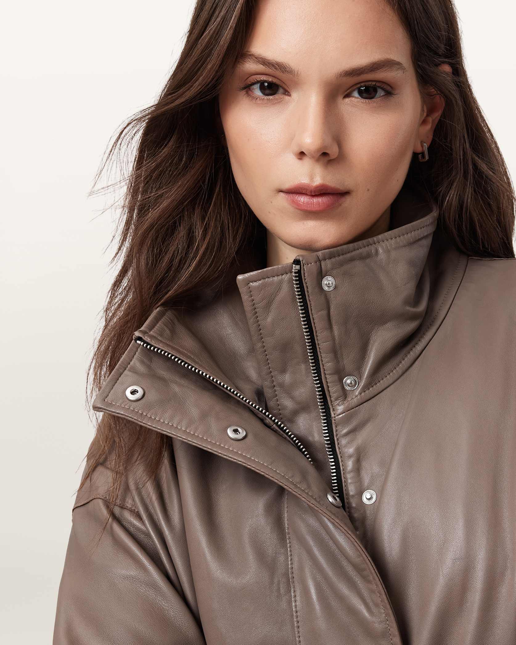 Ryder Funnel Neck Leather Jacket - Image 2