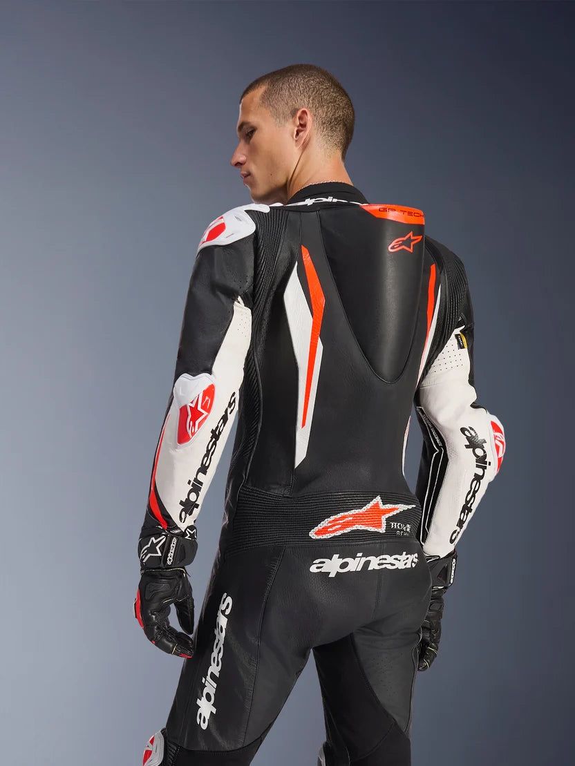 Alpinestars GP Tech V5 1-Piece Leather Suit – Black / White / Red Fluo - Image 4