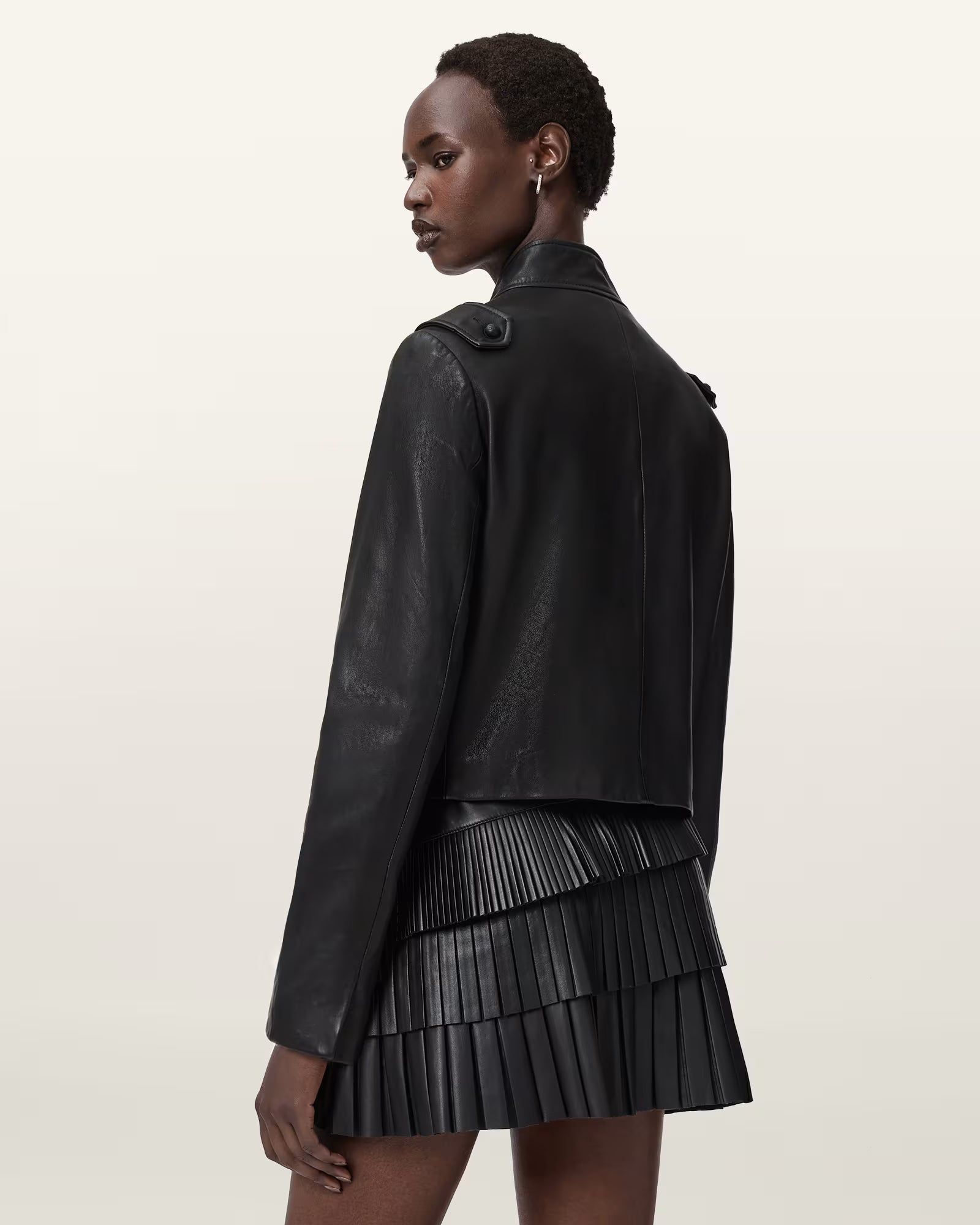 Rummy Cropped Leather Jacket - Image 5