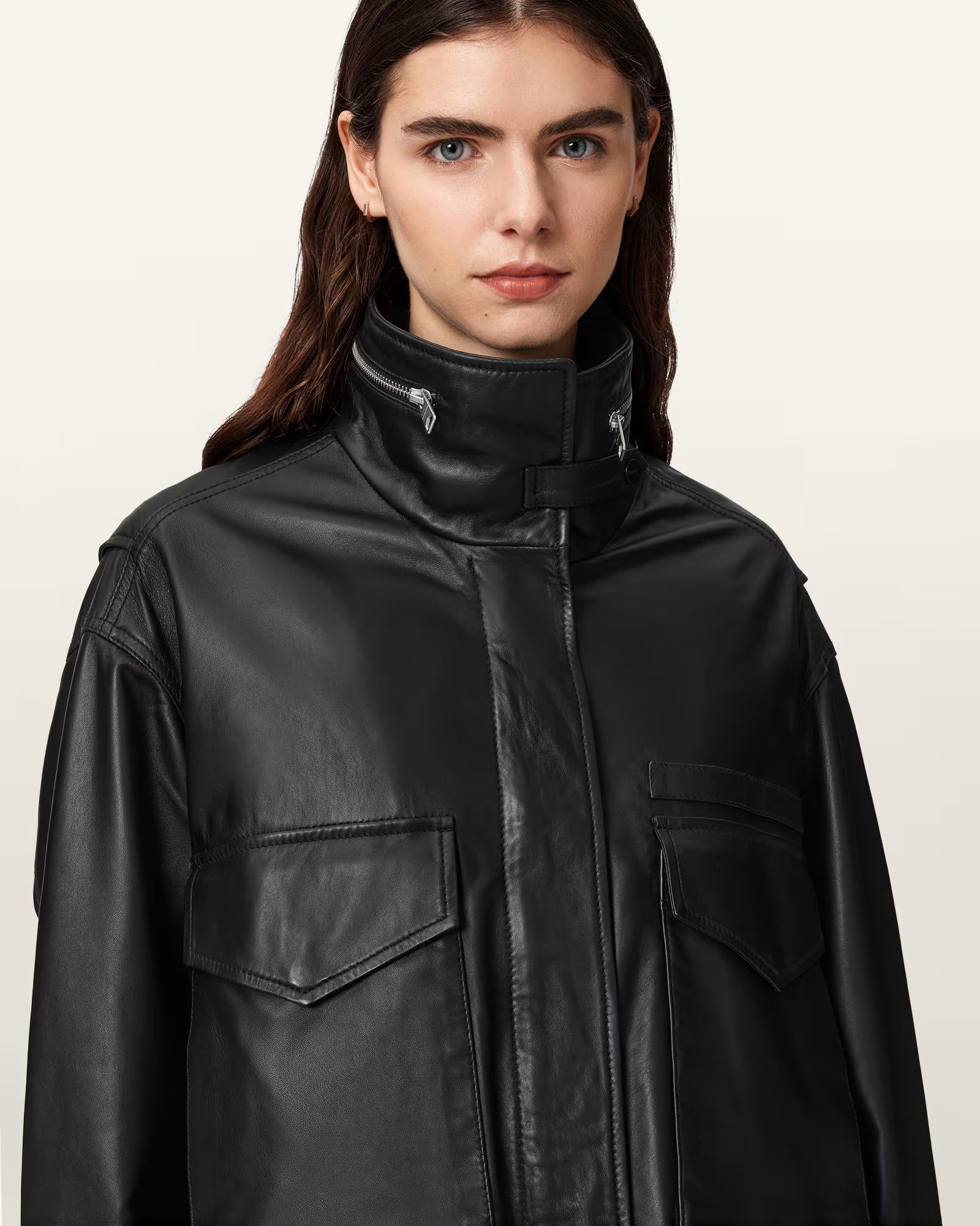 Clay Cropped Leather Jacket - Image 2