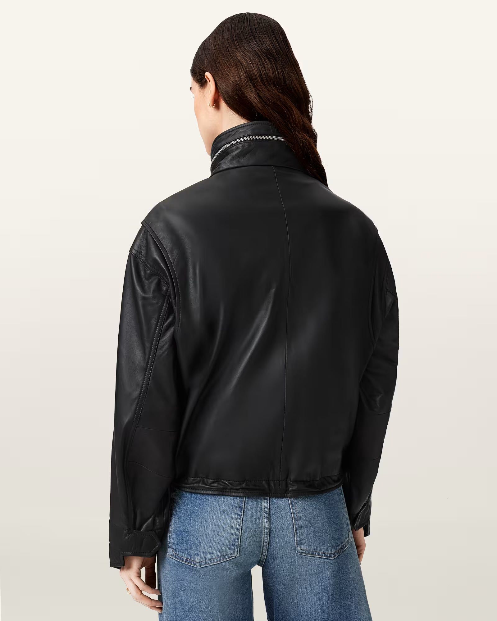 Clay Cropped Leather Jacket - Image 5