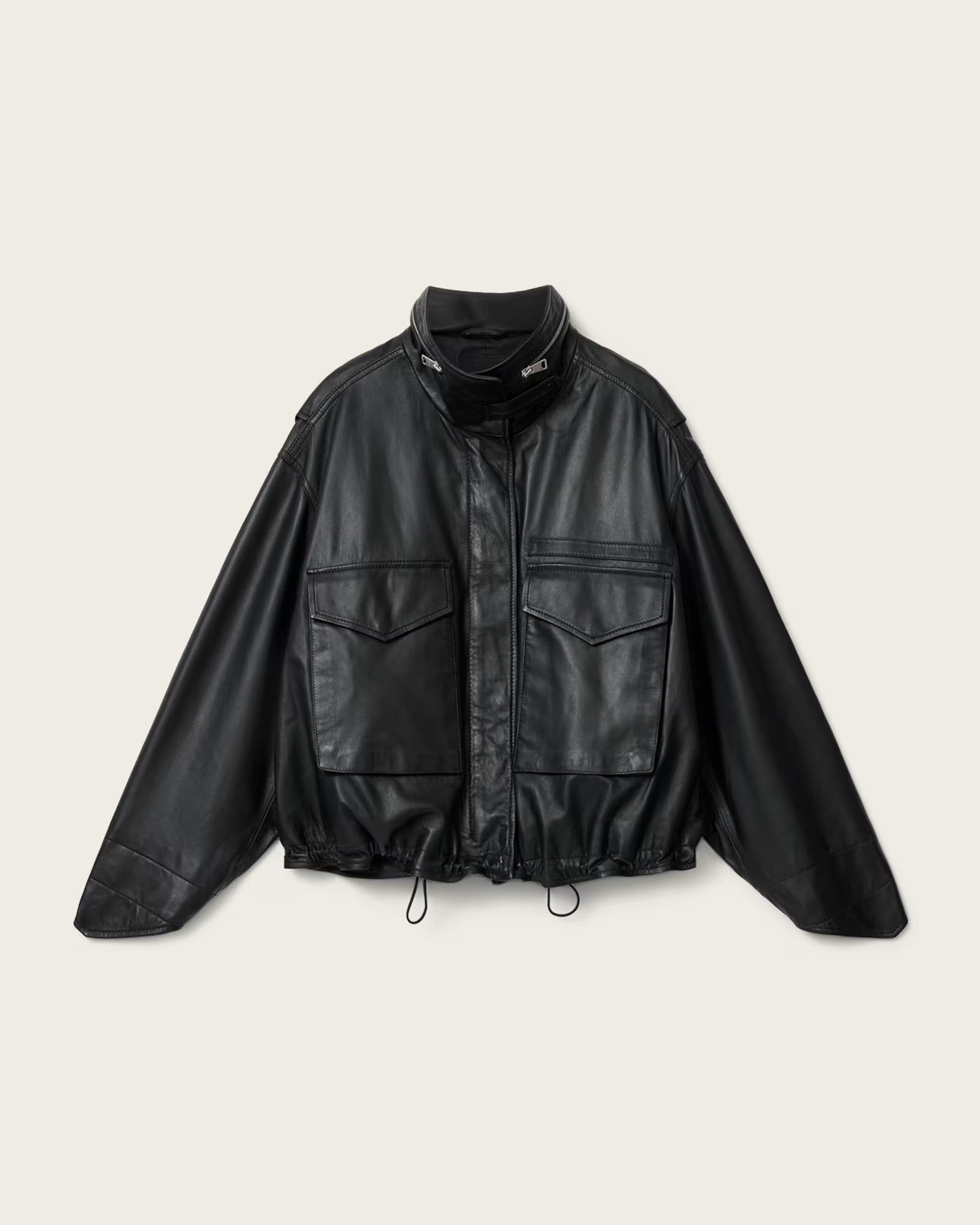 Clay Cropped Leather Jacket - Image 7