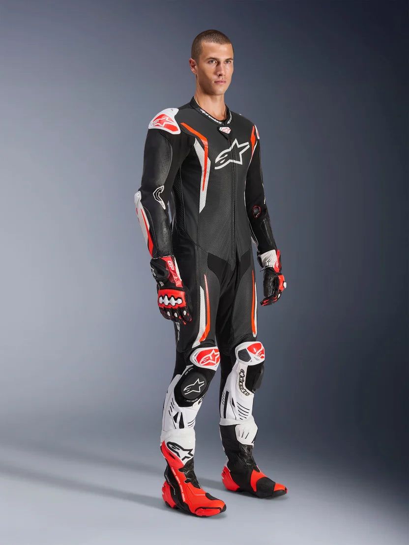 Alpinestars GP Tech V5 1-Piece Leather Suit – Black / White / Red Fluo - Image 5