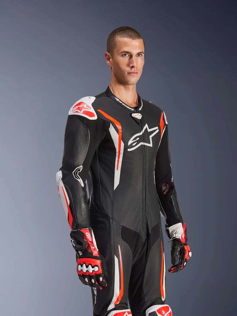 Alpinestars GP Tech V5 1-Piece Leather Suit – Black / White / Red Fluo - Image 7