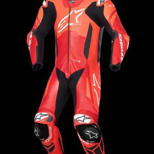 Alpinestars GP Plus V4 Sprint 1-Piece Leather Race Suit – Red / Fluo Red / Black