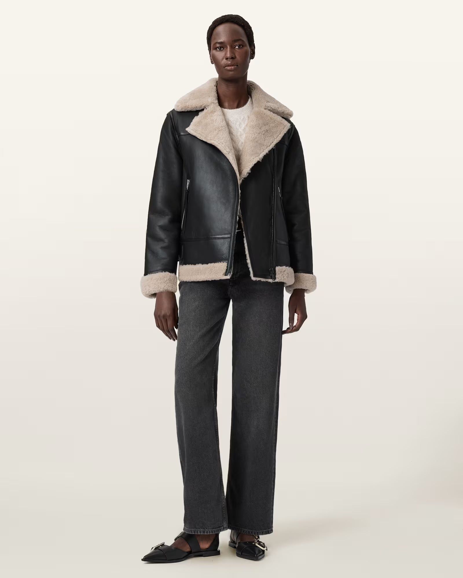 Sola Shearling Biker Jacket - Image 3