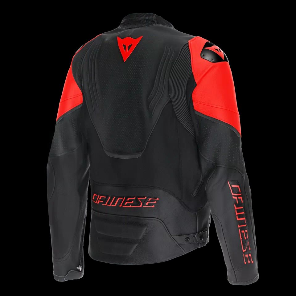 Dainese Super Speed 4 Perforated Leather Motorcycle Jacket – Black & Fluo Red - Image 2