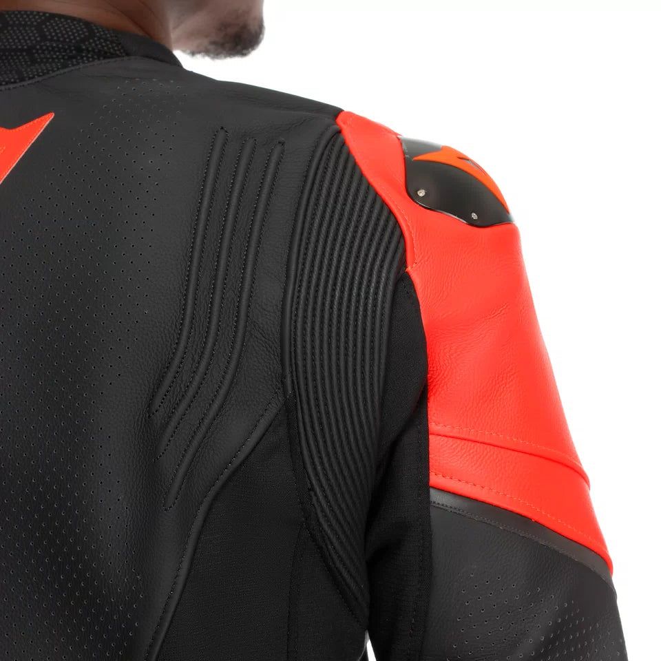 Dainese Super Speed 4 Perforated Leather Motorcycle Jacket – Black & Fluo Red - Image 4