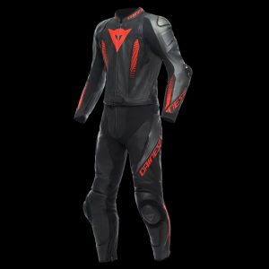 Men's One-Piece Leather Motorcycle Track Suit – Black & Fluo Yellow Racing Suit